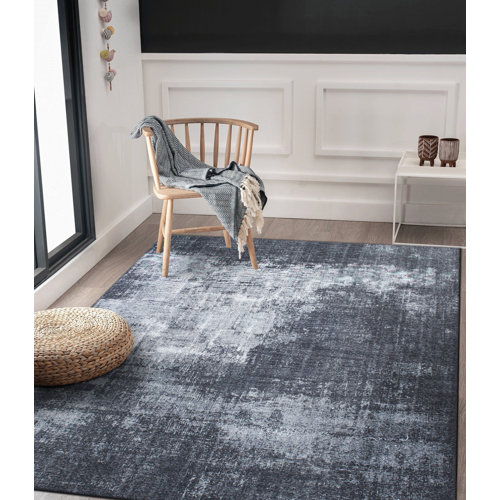 Priebe Machine Washable Abstract Black/Gray Flatweave Area Rug